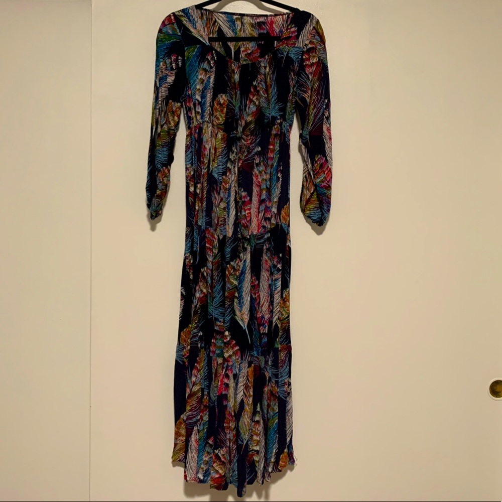 Feather Printed Maxi Dress
